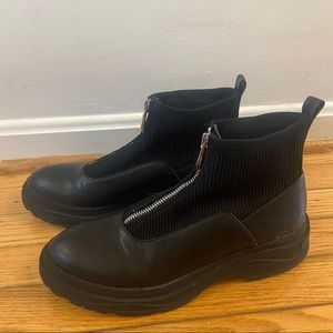 Zara Lug Sole Zip Leather Boots
